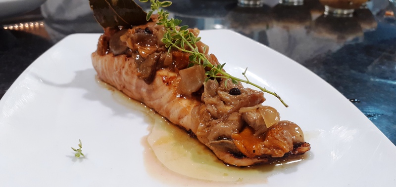 salmón en escabeche con setas