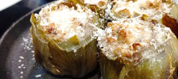 Receta de alcachofas rellenas de setas a la crema