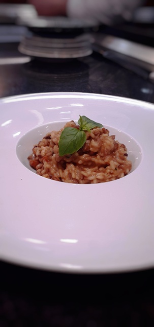 Risotto de carne con setas